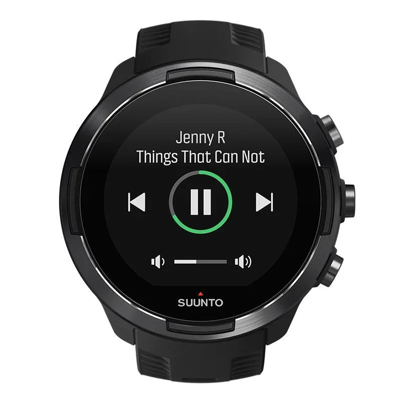Smartwatch music player showing a paused track by Jenny R titled Things That Can Not