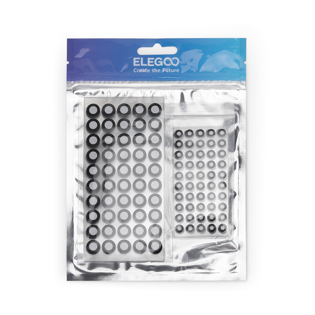 Single retail package containing two sheets of rubber gaskets in different sizes with ELEGOO branding