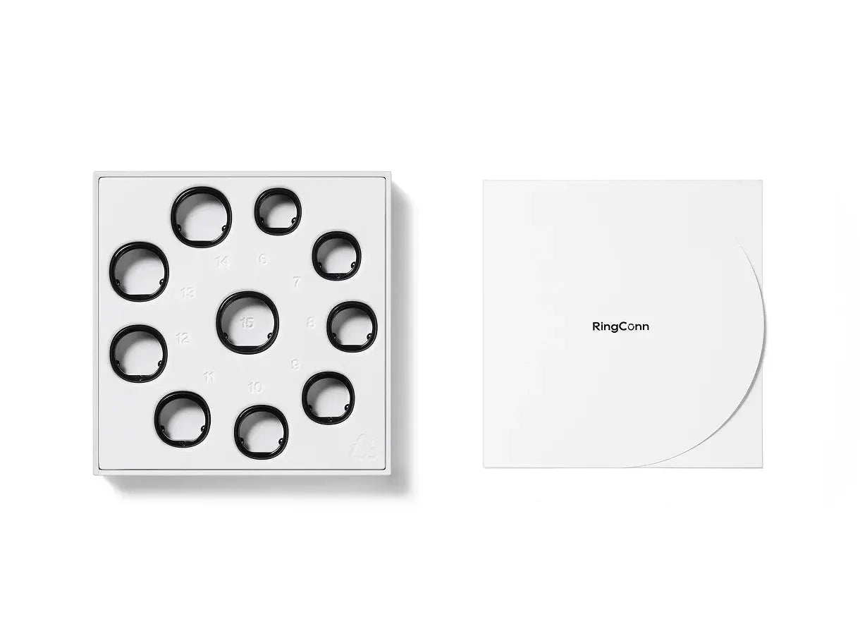 RingConn smart ring product packaging and white box